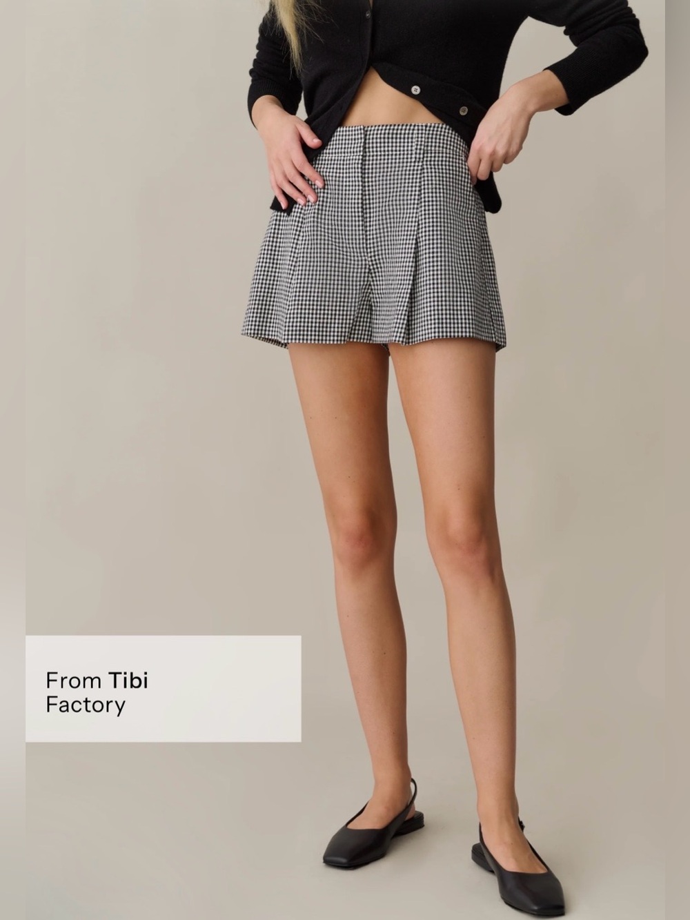 Kourt Junie Shorts Size 8 Black Gingham NWT Linen Cotton Tibi Factory